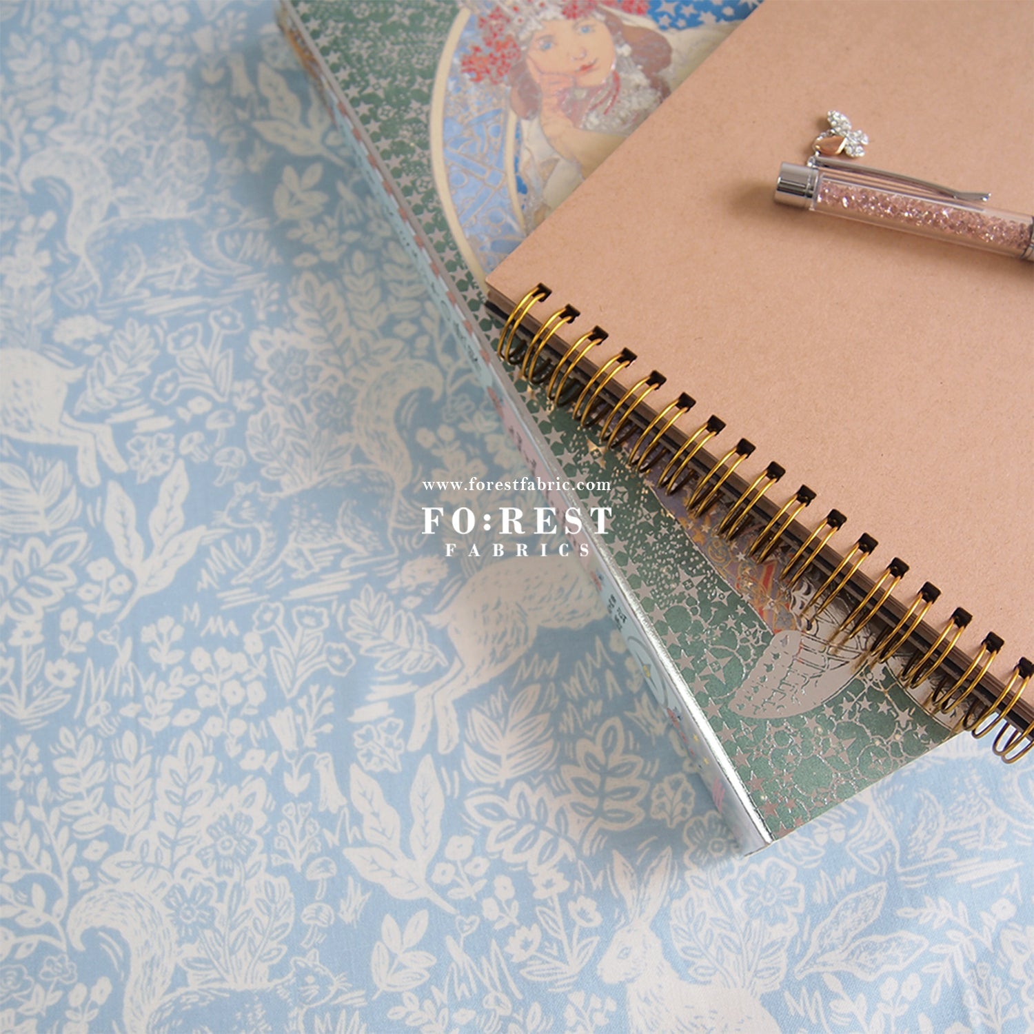 cotton - Wildwood Fable Blue - FO:REST Fabric 布恩堂Liberty fabrictana lawnjapanese fabricykk zipper
