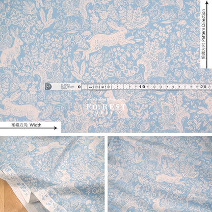 cotton - Wildwood Fable Blue - FO:REST Fabric 布恩堂Liberty fabrictana lawnjapanese fabricykk zipper