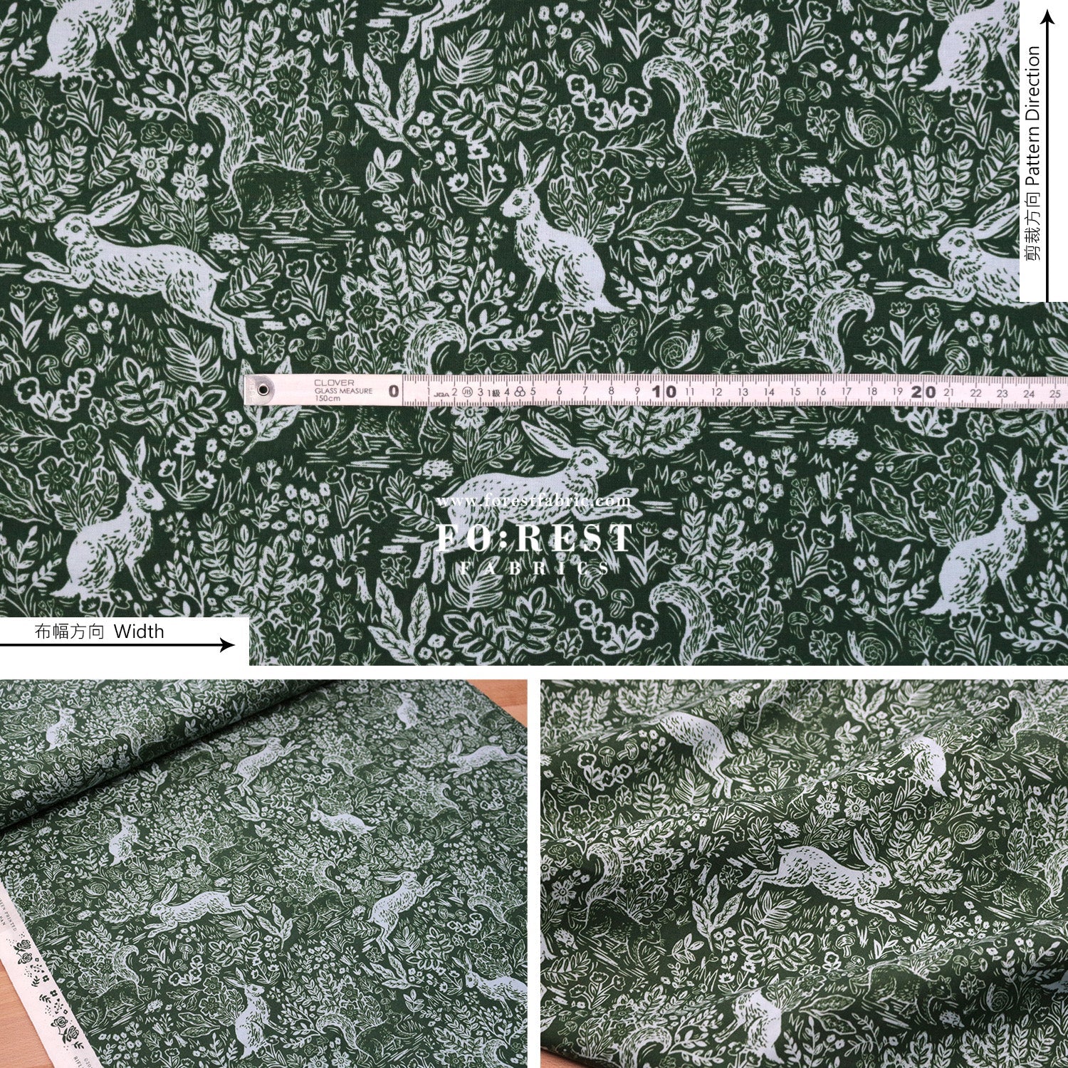 cotton - Wildwood Fable Green - FO:REST Fabric 布恩堂Liberty fabrictana lawnjapanese fabricykk zipper