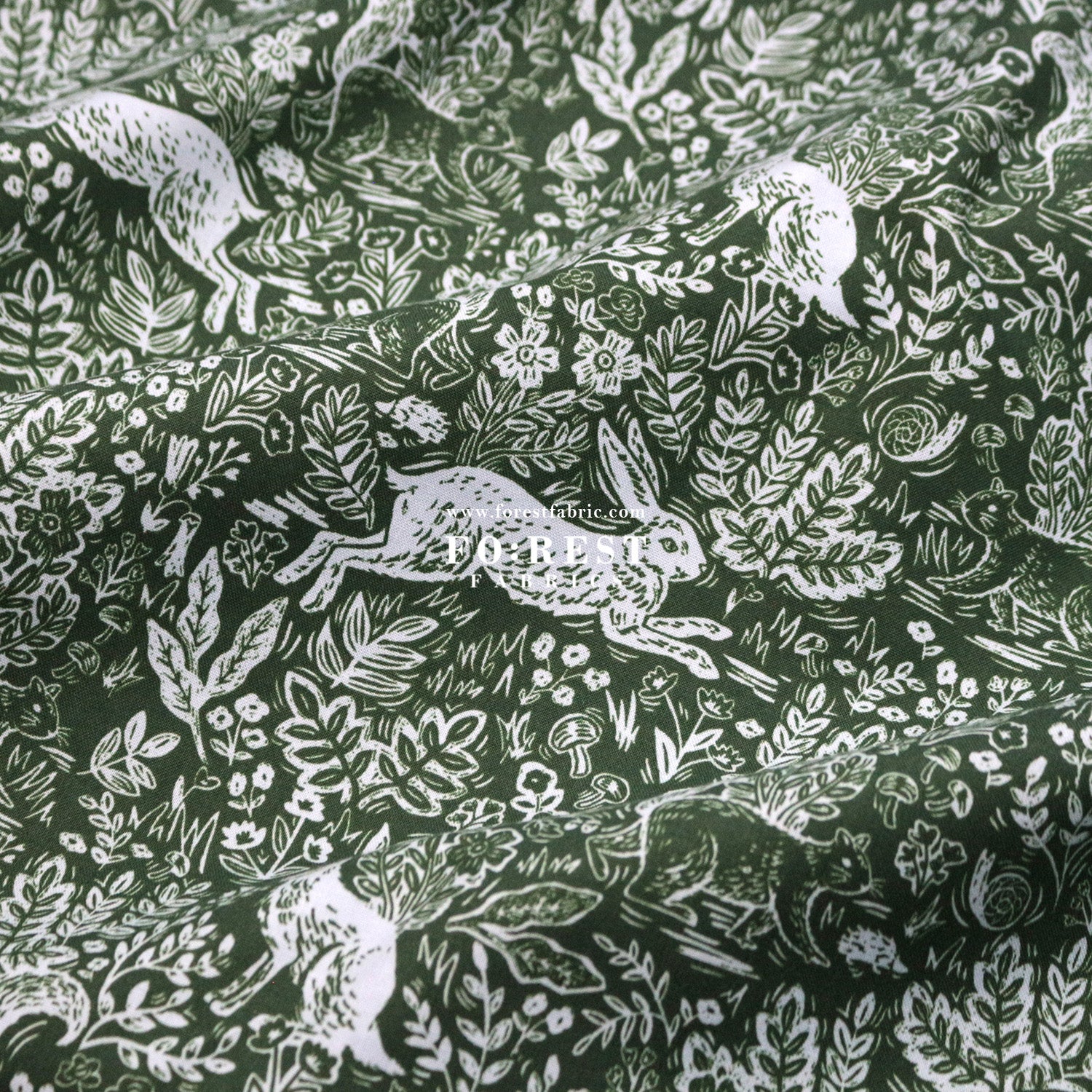 cotton - Wildwood Fable Green - FO:REST Fabric 布恩堂Liberty fabrictana lawnjapanese fabricykk zipper