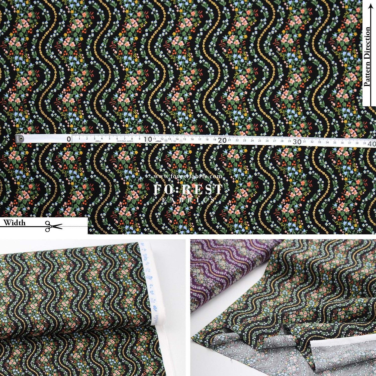 cotton - Wildwood Vines fabric - FO:REST Fabric 布恩堂Liberty fabrictana lawnjapanese fabricykk zipper