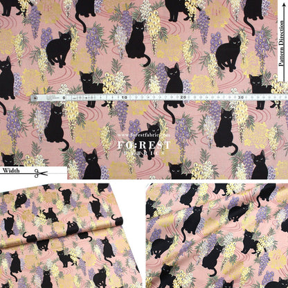 cotton - Wisteria flower cat S size fabric Dusty Pink - FO:REST Fabric 布恩堂Liberty fabrictana lawnjapanese fabricykk zipper