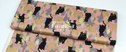 cotton - Wisteria flower cat S size fabric Dusty Pink - FO:REST Fabric 布恩堂Liberty fabrictana lawnjapanese fabricykk zipper