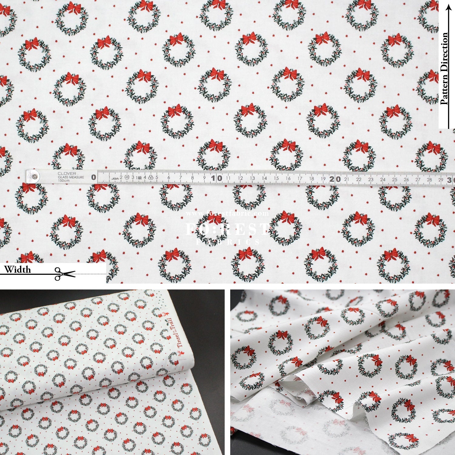 cotton - Wreath Noel Fabric - FO:REST Fabric 布恩堂Liberty fabrictana lawnjapanese fabricykk zipper