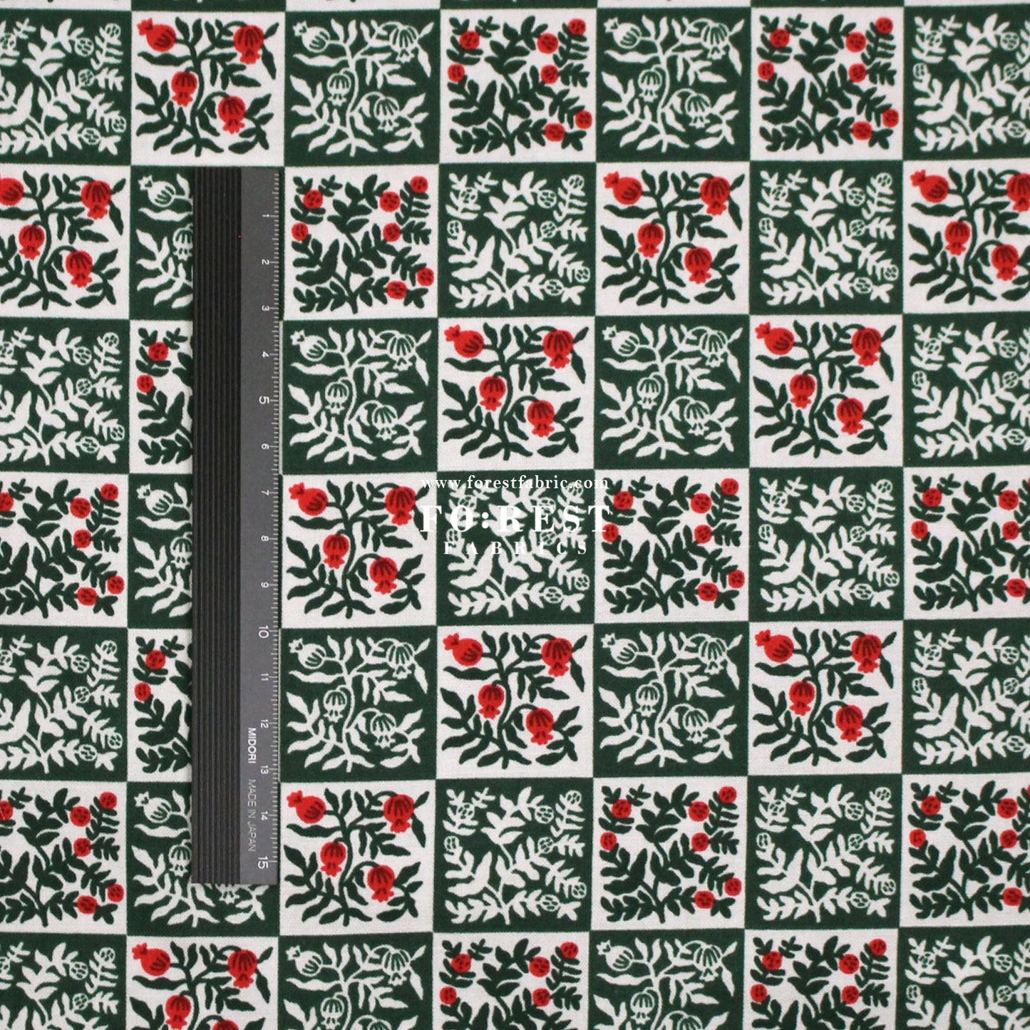 cotton - Yuletide Floral Evergreen Fabric - FO:REST Fabric 布恩堂Liberty fabrictana lawnjapanese fabricykk zipper