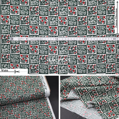 cotton - Yuletide Floral Evergreen Fabric - FO:REST Fabric 布恩堂Liberty fabrictana lawnjapanese fabricykk zipper