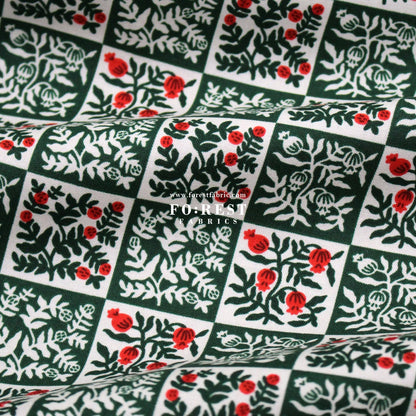 cotton - Yuletide Floral Evergreen Fabric - FO:REST Fabric 布恩堂Liberty fabrictana lawnjapanese fabricykk zipper