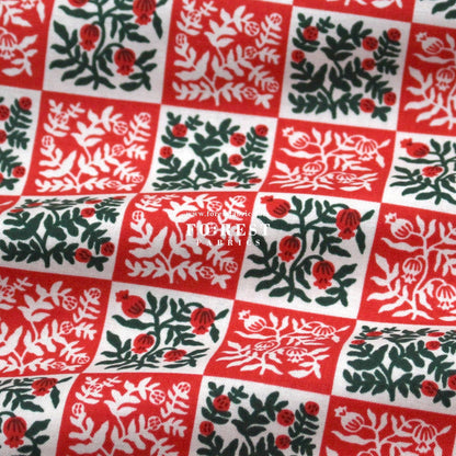 cotton - Yuletide Floral Red Fabric - FO:REST Fabric 布恩堂Liberty fabrictana lawnjapanese fabricykk zipper