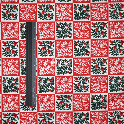 cotton - Yuletide Floral Red Fabric - FO:REST Fabric 布恩堂Liberty fabrictana lawnjapanese fabricykk zipper