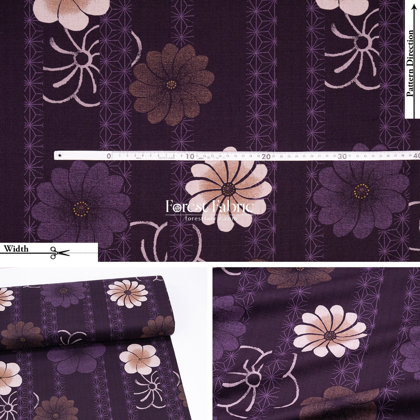 dobby - Asanoha Floral fabric - FO:REST Fabric 布恩堂Liberty fabrictana lawnjapanese fabricykk zipper