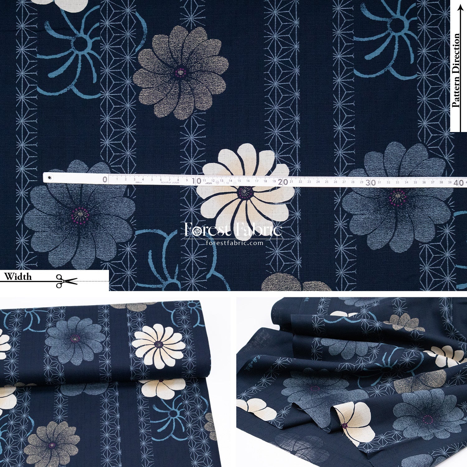 dobby - Asanoha Floral fabric - FO:REST Fabric 布恩堂Liberty fabrictana lawnjapanese fabricykk zipper