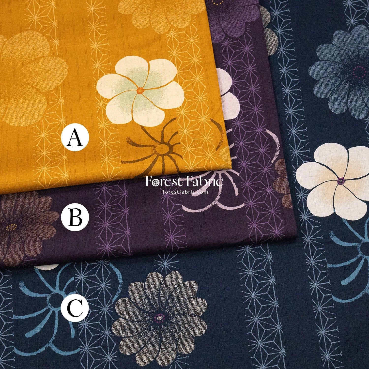 dobby - Asanoha Floral fabric - FO:REST Fabric 布恩堂Liberty fabrictana lawnjapanese fabricykk zipper