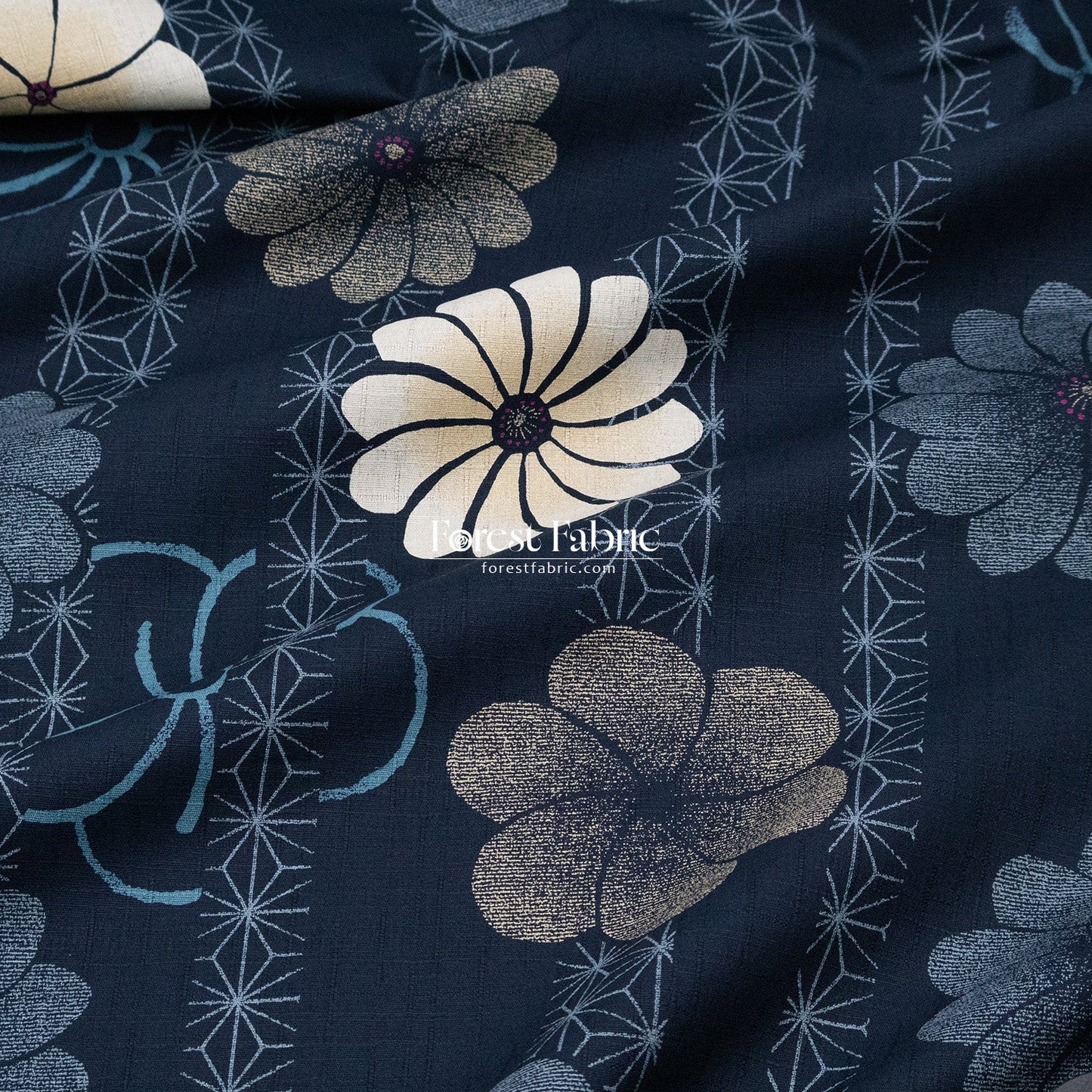 dobby - Asanoha Floral fabric - FO:REST Fabric 布恩堂Liberty fabrictana lawnjapanese fabricykk zipper