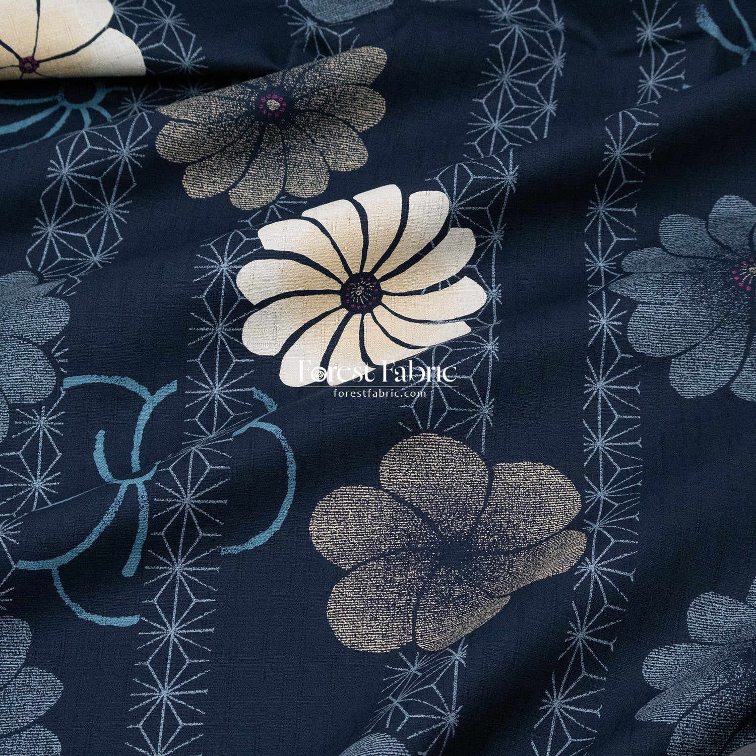 dobby - Asanoha Floral fabric - FO:REST Fabric 布恩堂Liberty fabrictana lawnjapanese fabricykk zipper