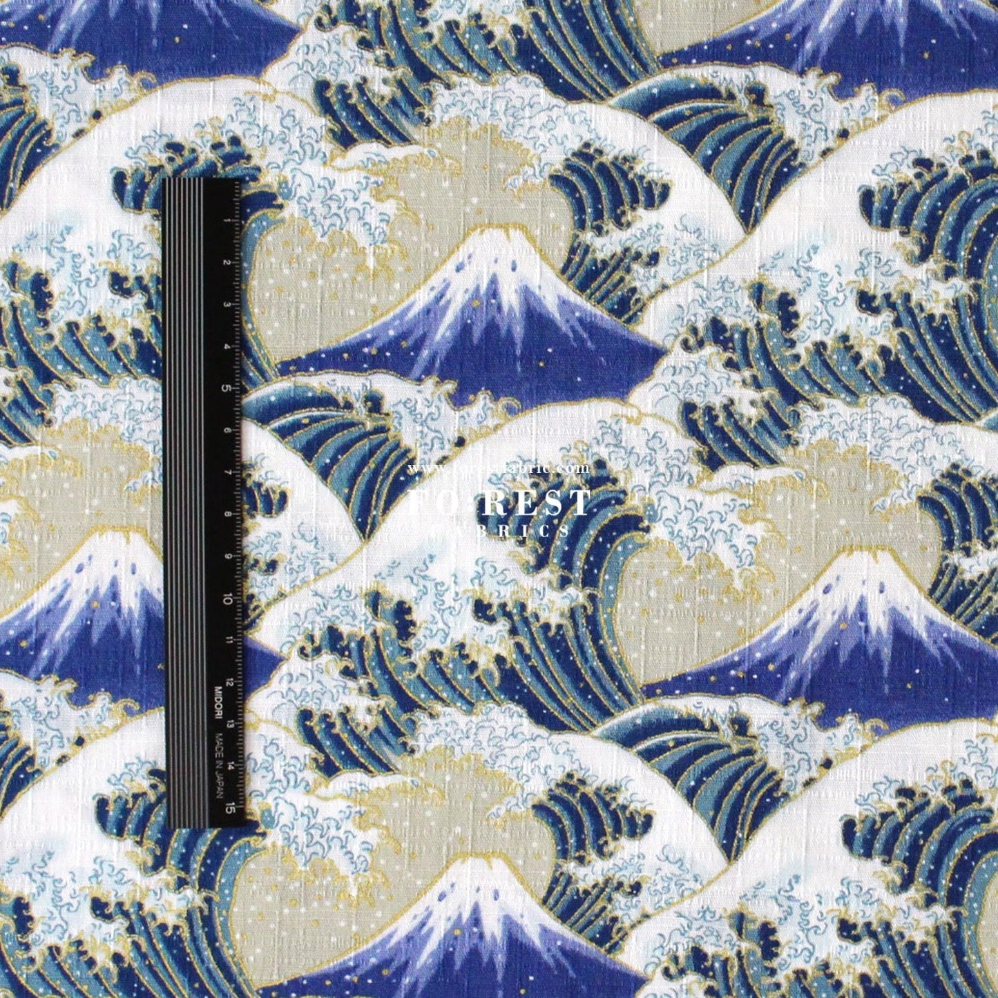 Dobby - Great Wave with Metallic fabric - FO:REST Fabric 布恩堂Liberty fabrictana lawnjapanese fabricykk zipper