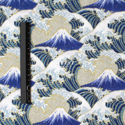 Dobby - Great Wave with Metallic fabric - FO:REST Fabric 布恩堂Liberty fabrictana lawnjapanese fabricykk zipper