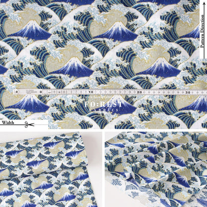 Dobby - Great Wave with Metallic fabric - FO:REST Fabric 布恩堂Liberty fabrictana lawnjapanese fabricykk zipper