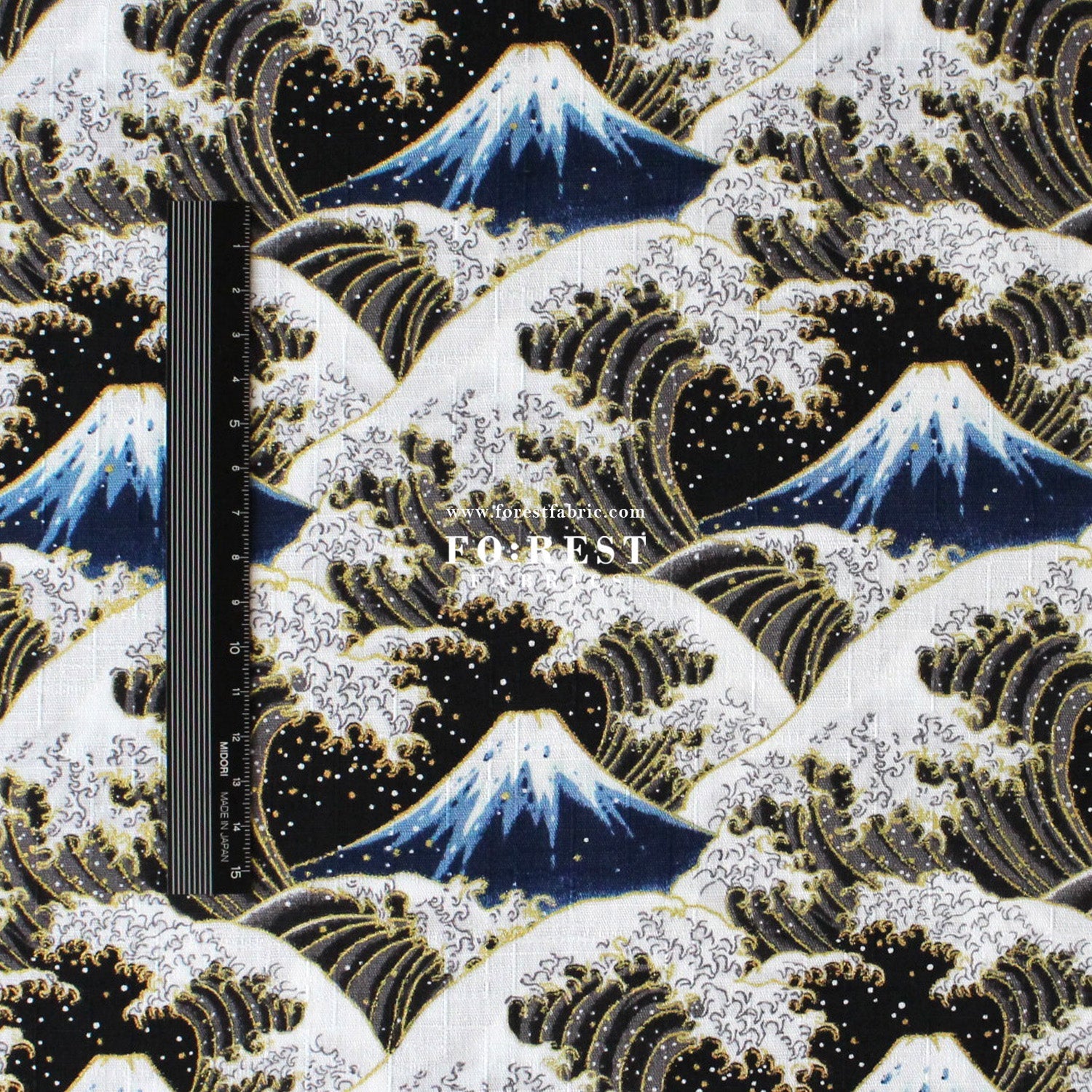 Dobby - Great Wave with Metallic fabric - FO:REST Fabric 布恩堂Liberty fabrictana lawnjapanese fabricykk zipper
