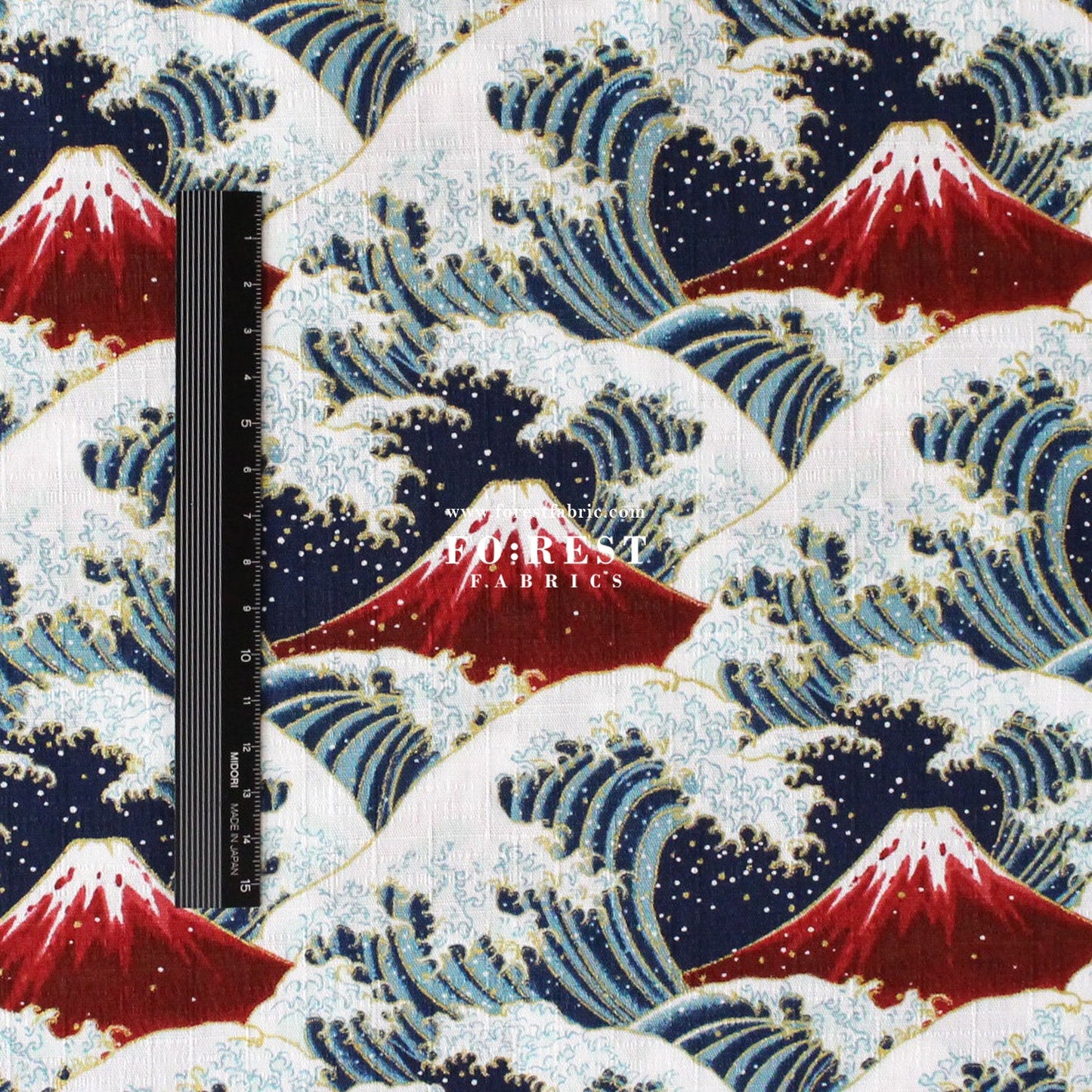 Dobby - Great Wave with Metallic fabric - FO:REST Fabric 布恩堂Liberty fabrictana lawnjapanese fabricykk zipper