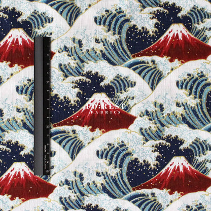Dobby - Great Wave with Metallic fabric - FO:REST Fabric 布恩堂Liberty fabrictana lawnjapanese fabricykk zipper