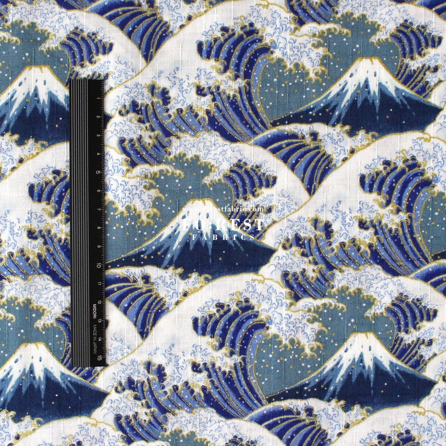 Dobby - Great Wave with Metallic fabric - FO:REST Fabric 布恩堂Liberty fabrictana lawnjapanese fabricykk zipper