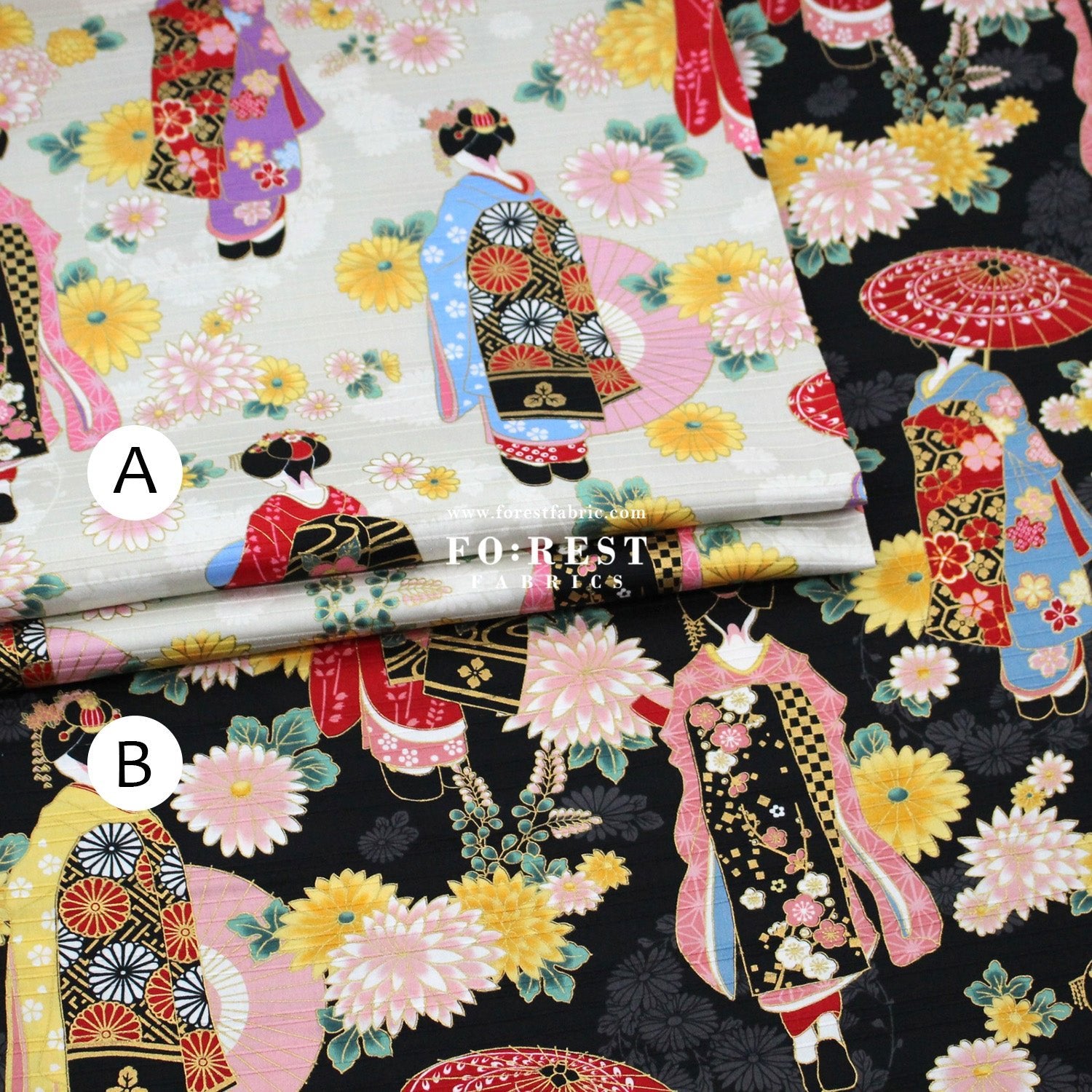 Dobby - Kyoto Geisha Japanese Style fabric - FO:REST Fabric 布恩堂Liberty fabrictana lawnjapanese fabricykk zipper
