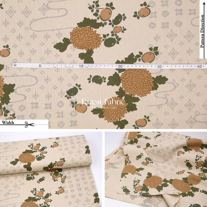 dobby - Midnight Chrysanthemums fabric - FO:REST Fabric 布恩堂Liberty fabrictana lawnjapanese fabricykk zipper