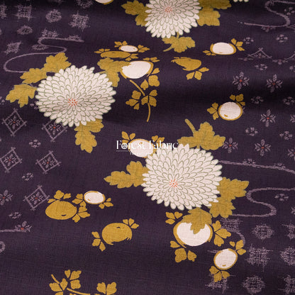 dobby - Midnight Chrysanthemums fabric - FO:REST Fabric 布恩堂Liberty fabrictana lawnjapanese fabricykk zipper