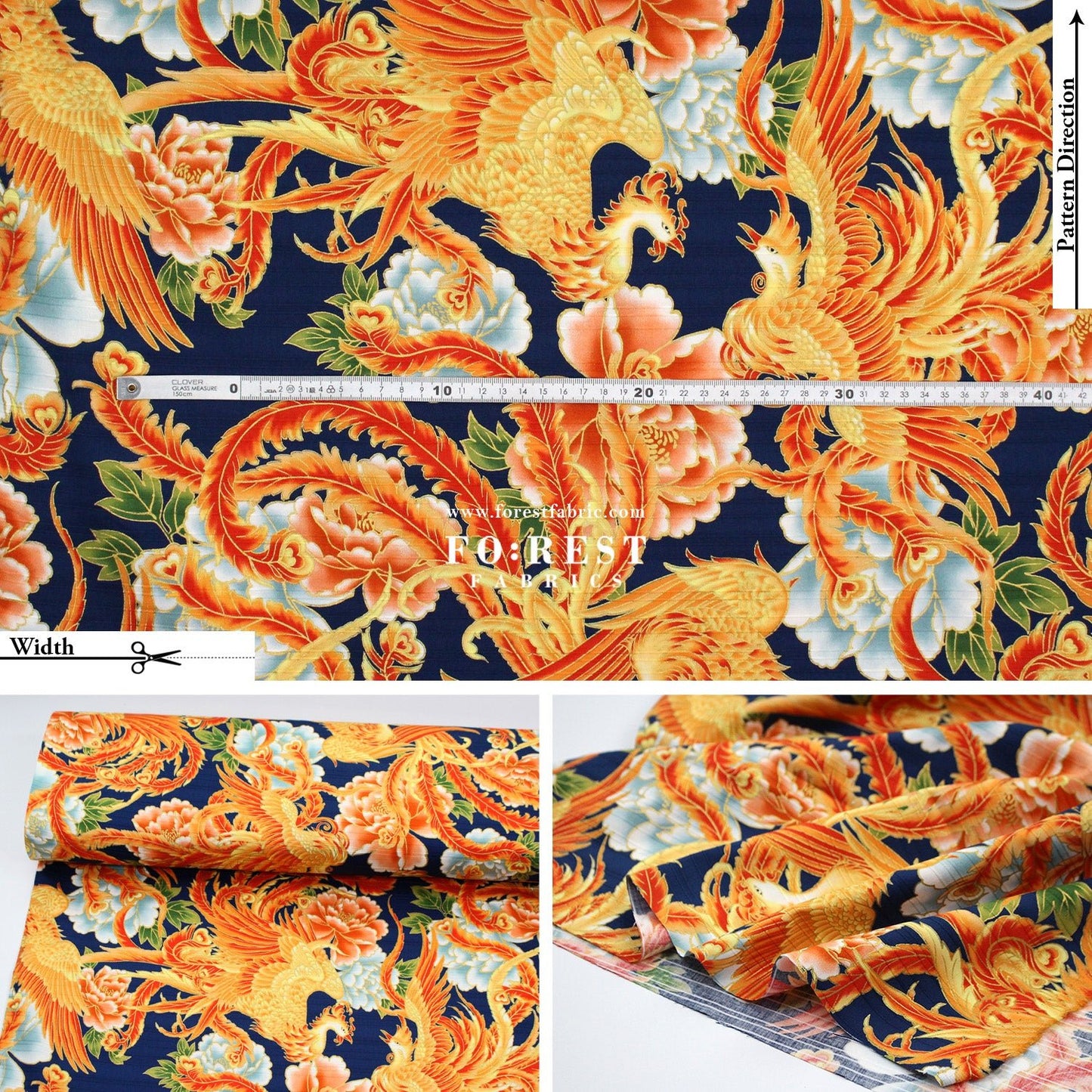 Dobby - Phoenix Japanese Style fabric - FO:REST Fabric 布恩堂Liberty fabrictana lawnjapanese fabricykk zipper