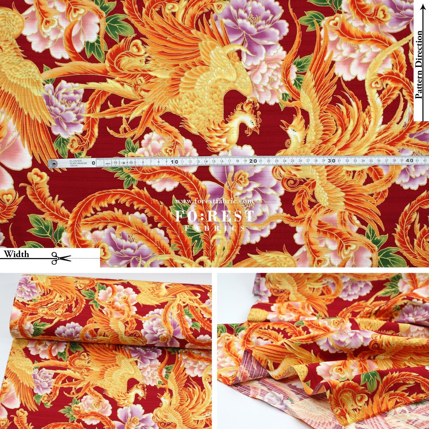 Dobby - Phoenix Japanese Style fabric - FO:REST Fabric 布恩堂Liberty fabrictana lawnjapanese fabricykk zipper