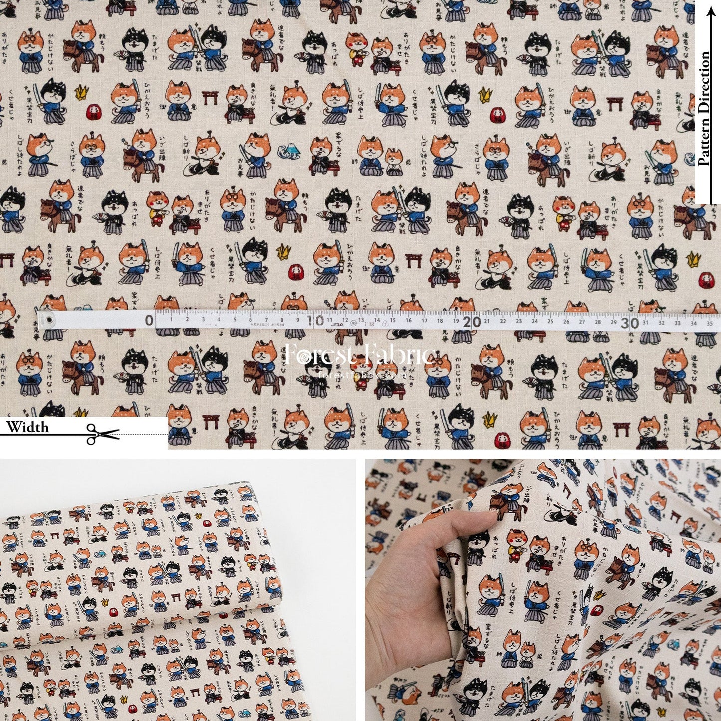 dobby - Tales of the Shiba Samurai fabric - FO:REST Fabric 布恩堂Liberty fabrictana lawnjapanese fabricykk zipper
