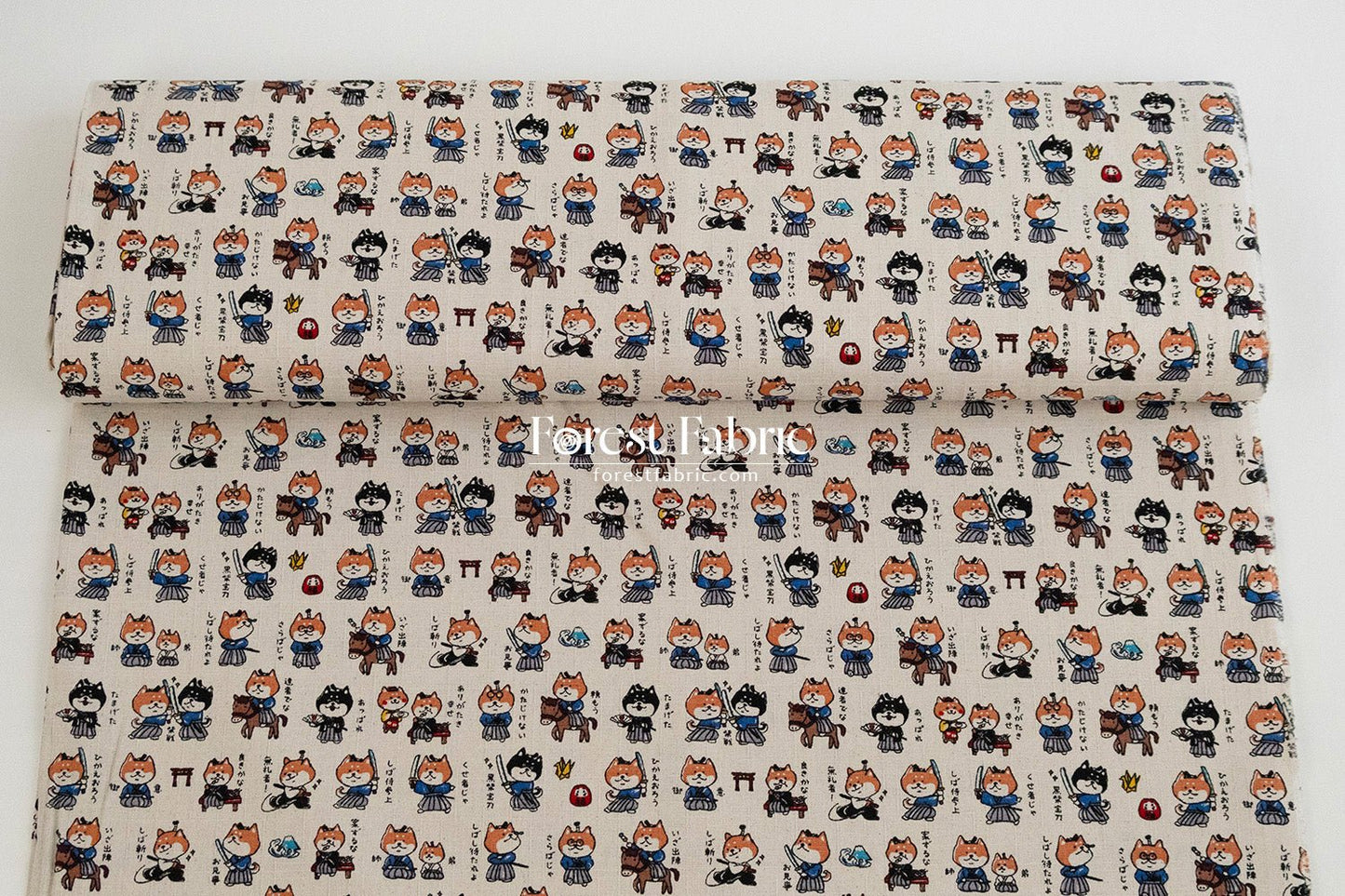 dobby - Tales of the Shiba Samurai fabric - FO:REST Fabric 布恩堂Liberty fabrictana lawnjapanese fabricykk zipper