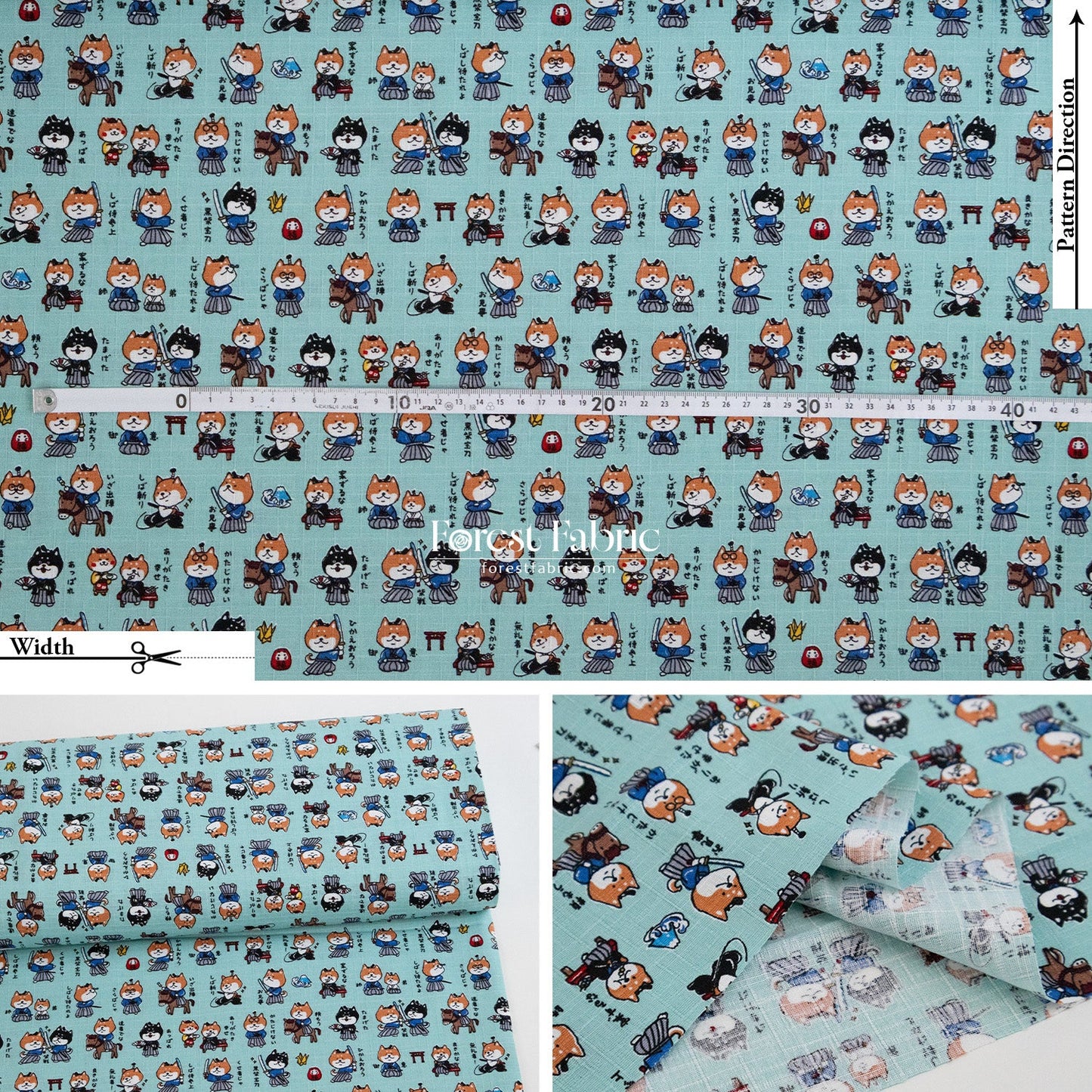 dobby - Tales of the Shiba Samurai fabric - FO:REST Fabric 布恩堂Liberty fabrictana lawnjapanese fabricykk zipper
