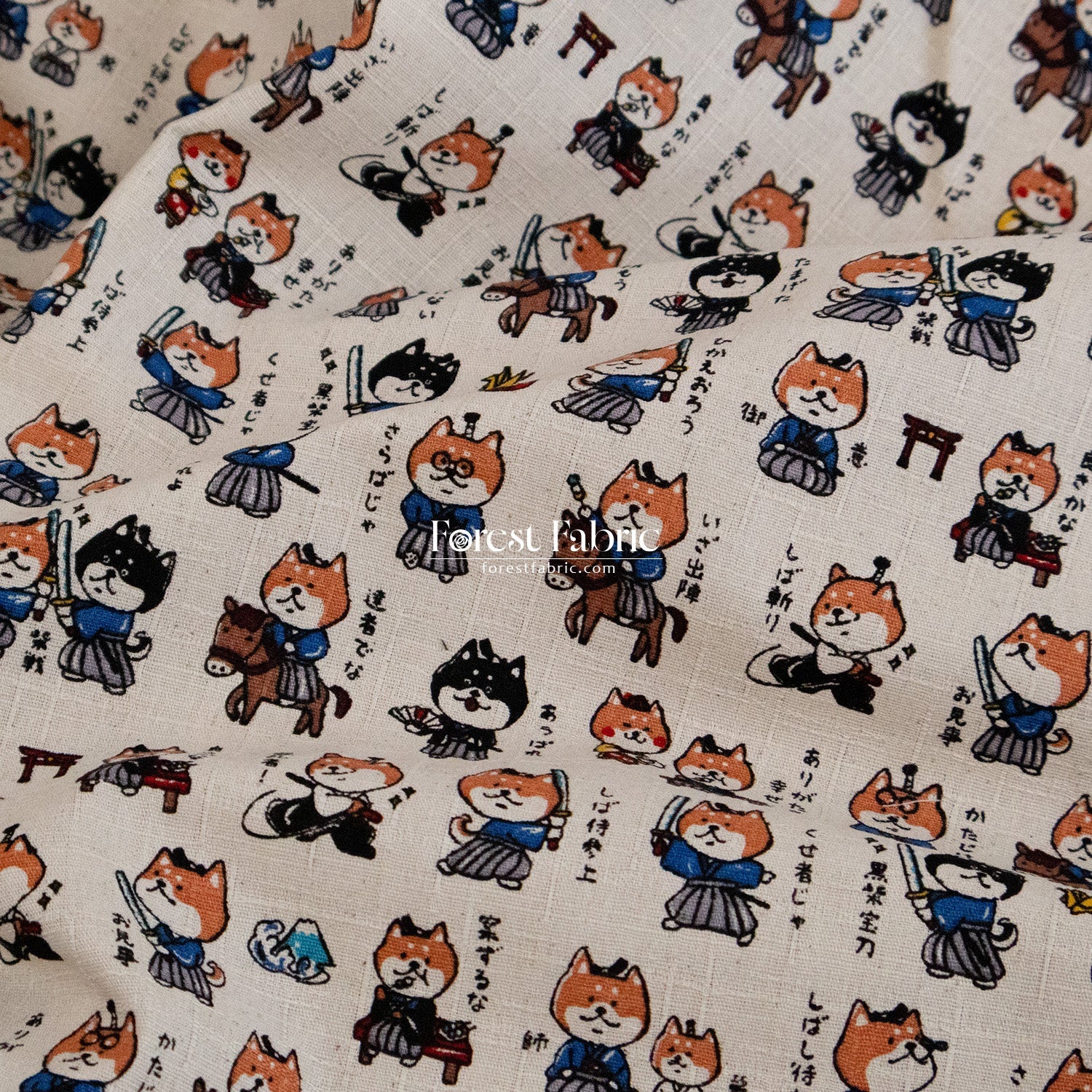 dobby - Tales of the Shiba Samurai fabric - FO:REST Fabric 布恩堂Liberty fabrictana lawnjapanese fabricykk zipper