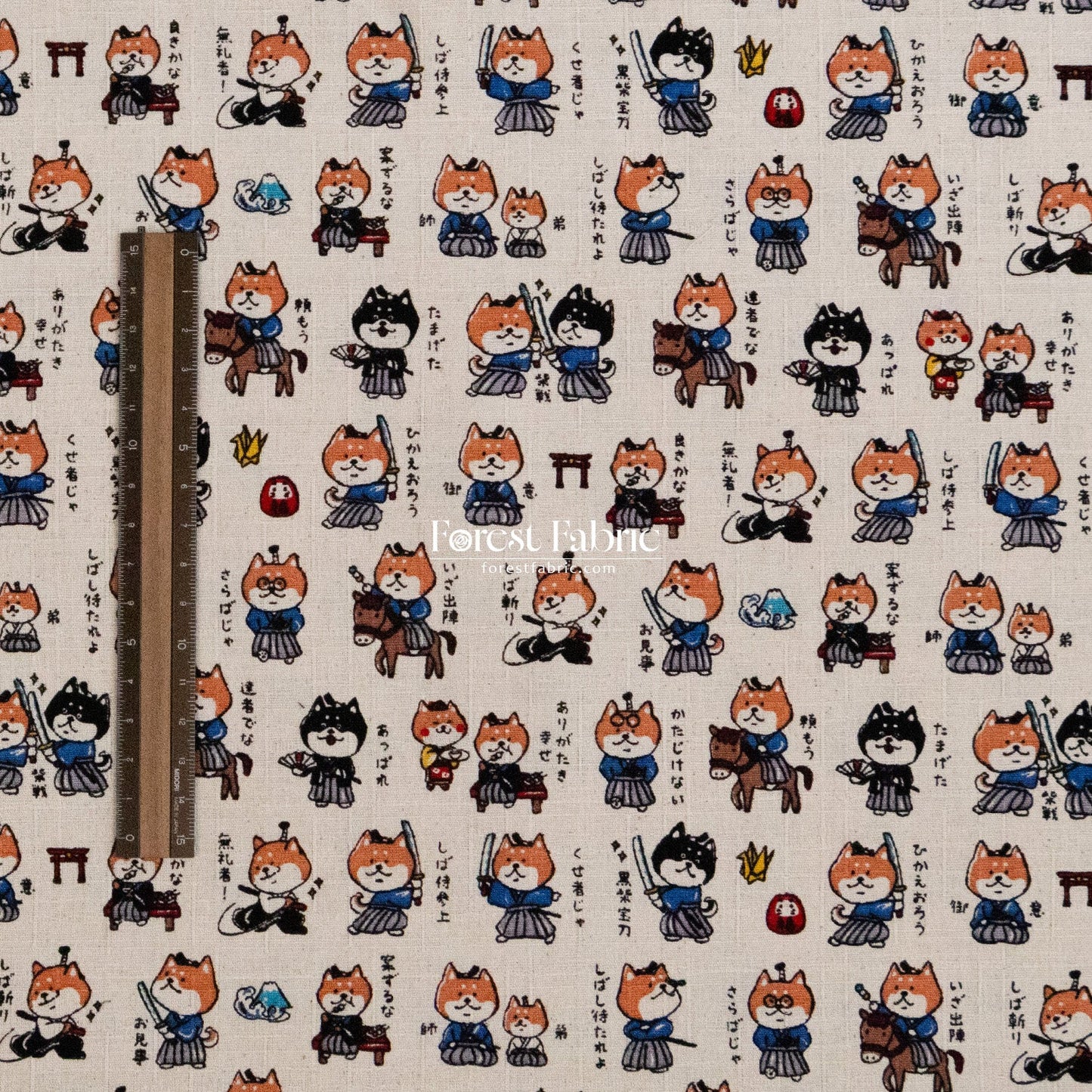 dobby - Tales of the Shiba Samurai fabric - FO:REST Fabric 布恩堂Liberty fabrictana lawnjapanese fabricykk zipper