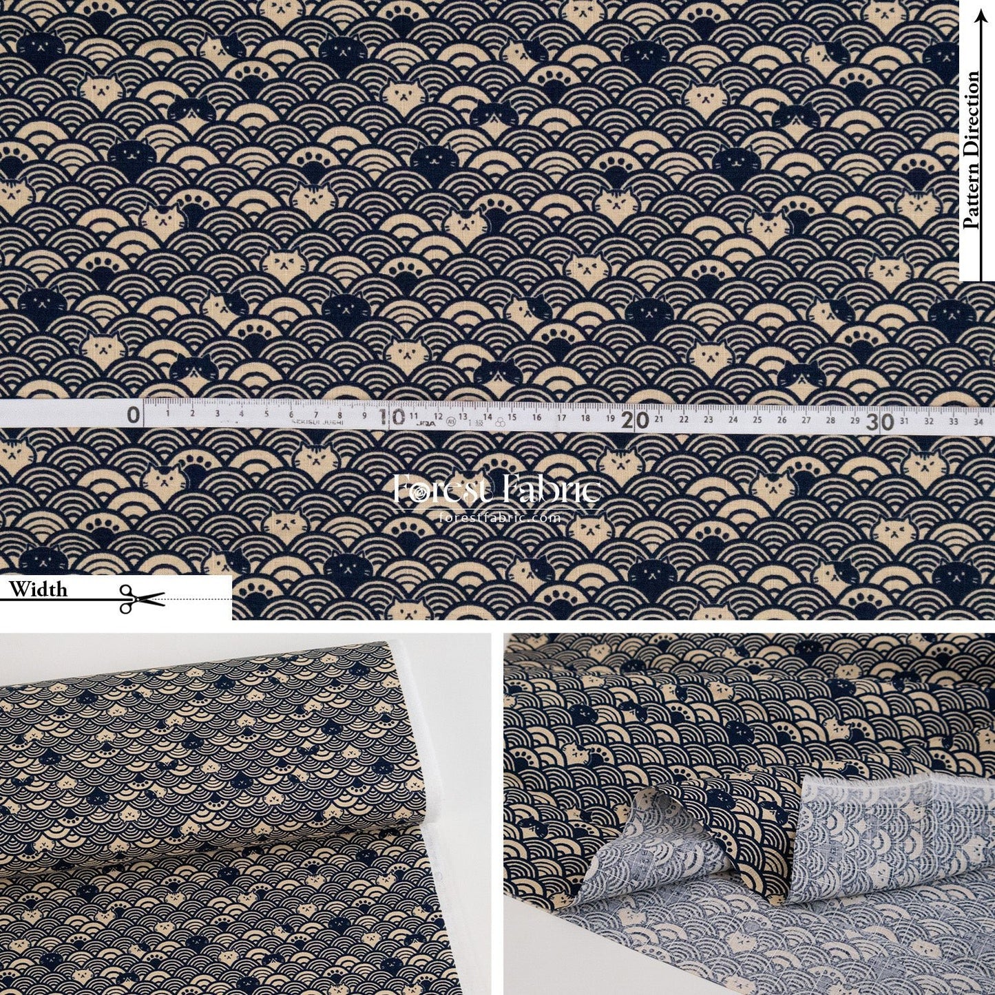 dobby - The Ocean of Whiskers fabric - FO:REST Fabric 布恩堂Liberty fabrictana lawnjapanese fabricykk zipper