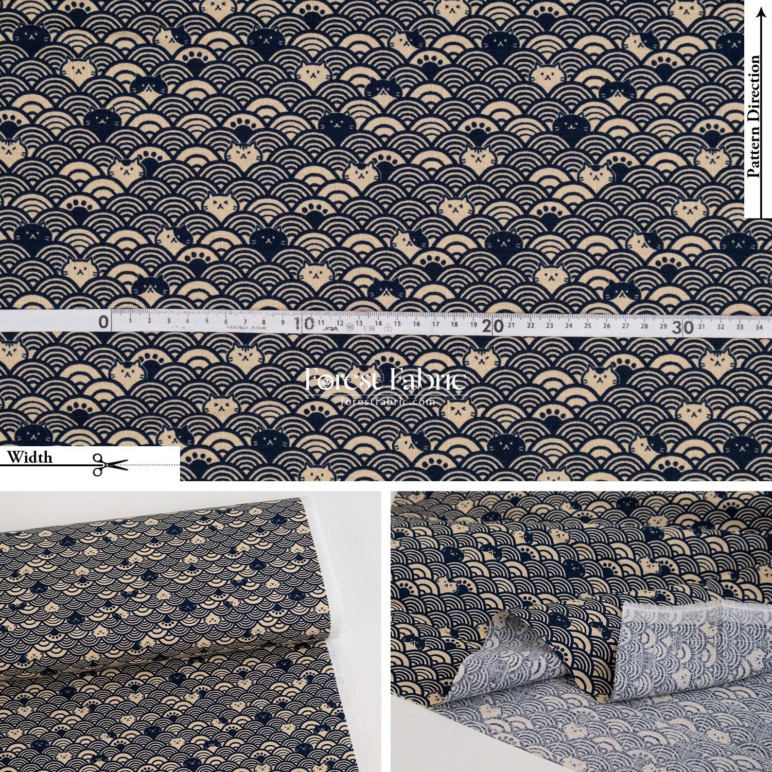 dobby - The Ocean of Whiskers fabric - FO:REST Fabric 布恩堂Liberty fabrictana lawnjapanese fabricykk zipper