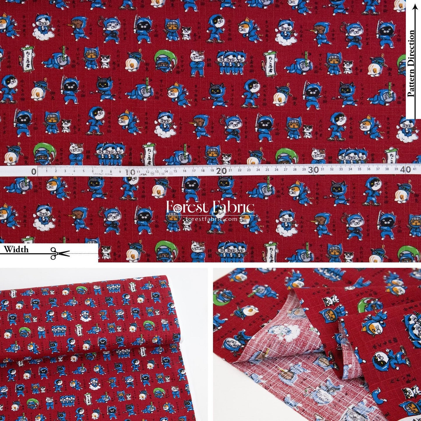 dobby - The Secret Ninja Cats fabric - FO:REST Fabric 布恩堂Liberty fabrictana lawnjapanese fabricykk zipper