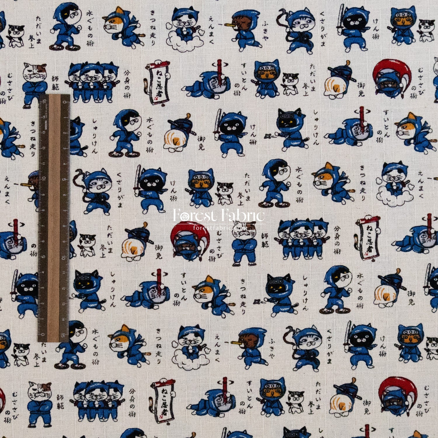 dobby - The Secret Ninja Cats fabric - FO:REST Fabric 布恩堂Liberty fabrictana lawnjapanese fabricykk zipper