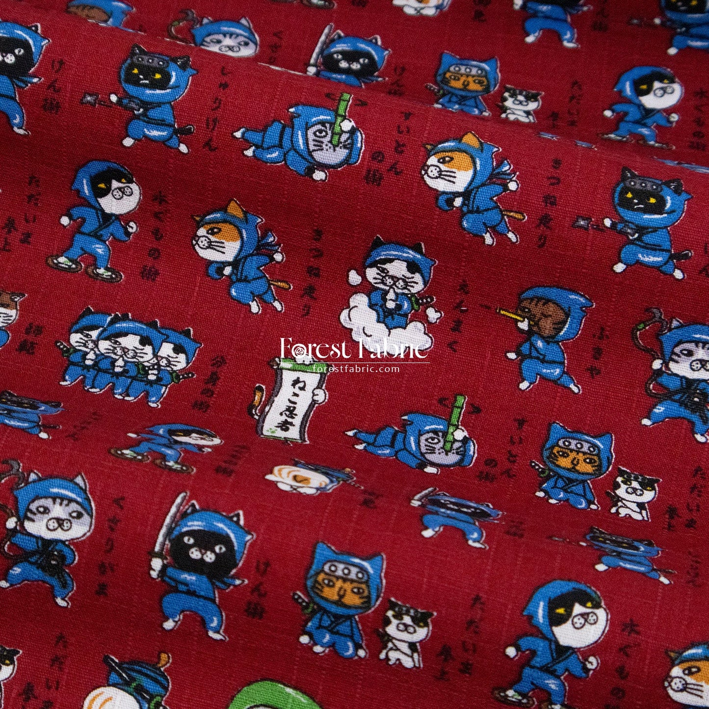 dobby - The Secret Ninja Cats fabric - FO:REST Fabric 布恩堂Liberty fabrictana lawnjapanese fabricykk zipper