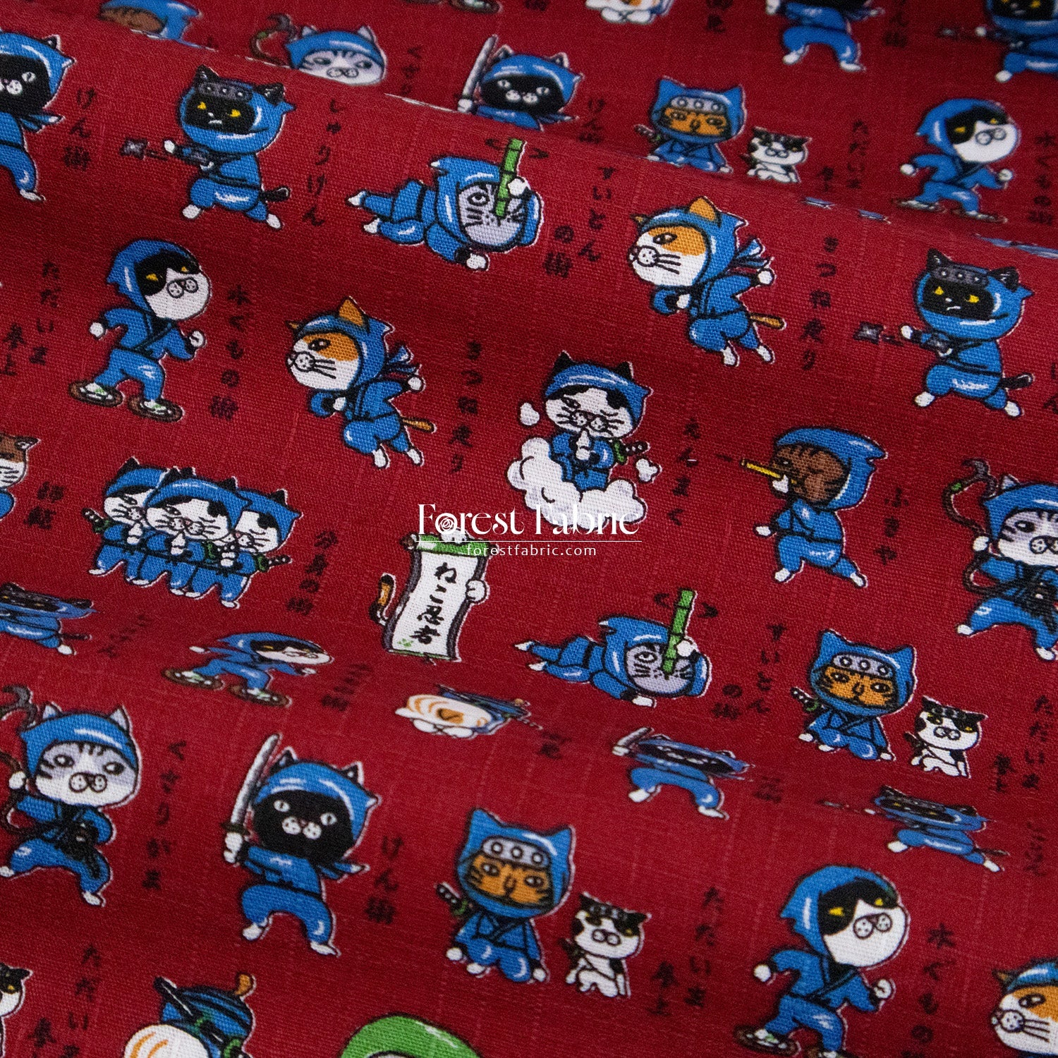 dobby - The Secret Ninja Cats fabric - FO:REST Fabric 布恩堂Liberty fabrictana lawnjapanese fabricykk zipper