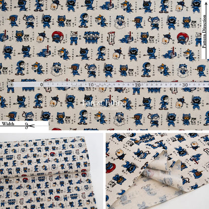 dobby - The Secret Ninja Cats fabric - FO:REST Fabric 布恩堂Liberty fabrictana lawnjapanese fabricykk zipper