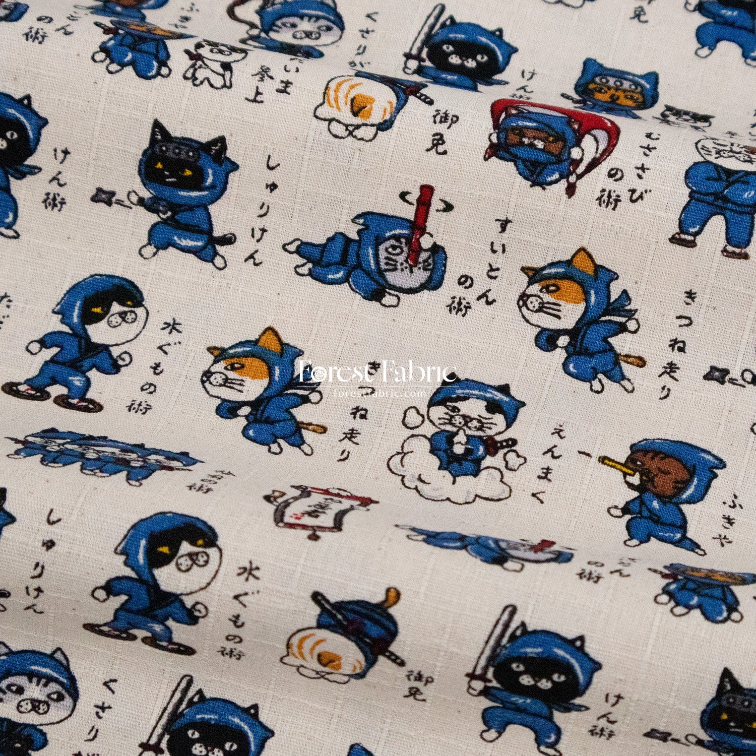 dobby - The Secret Ninja Cats fabric - FO:REST Fabric 布恩堂Liberty fabrictana lawnjapanese fabricykk zipper