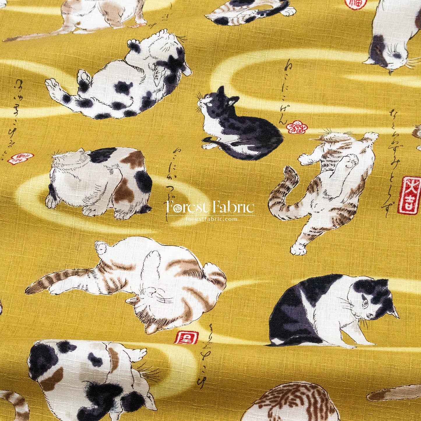dobby - Utagawa Kuniyoshi cats fabric - FO:REST Fabric 布恩堂Liberty fabrictana lawnjapanese fabricykk zipper