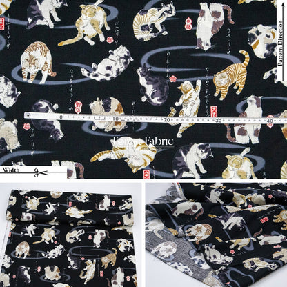 dobby - Utagawa Kuniyoshi cats fabric - FO:REST Fabric 布恩堂Liberty fabrictana lawnjapanese fabricykk zipper