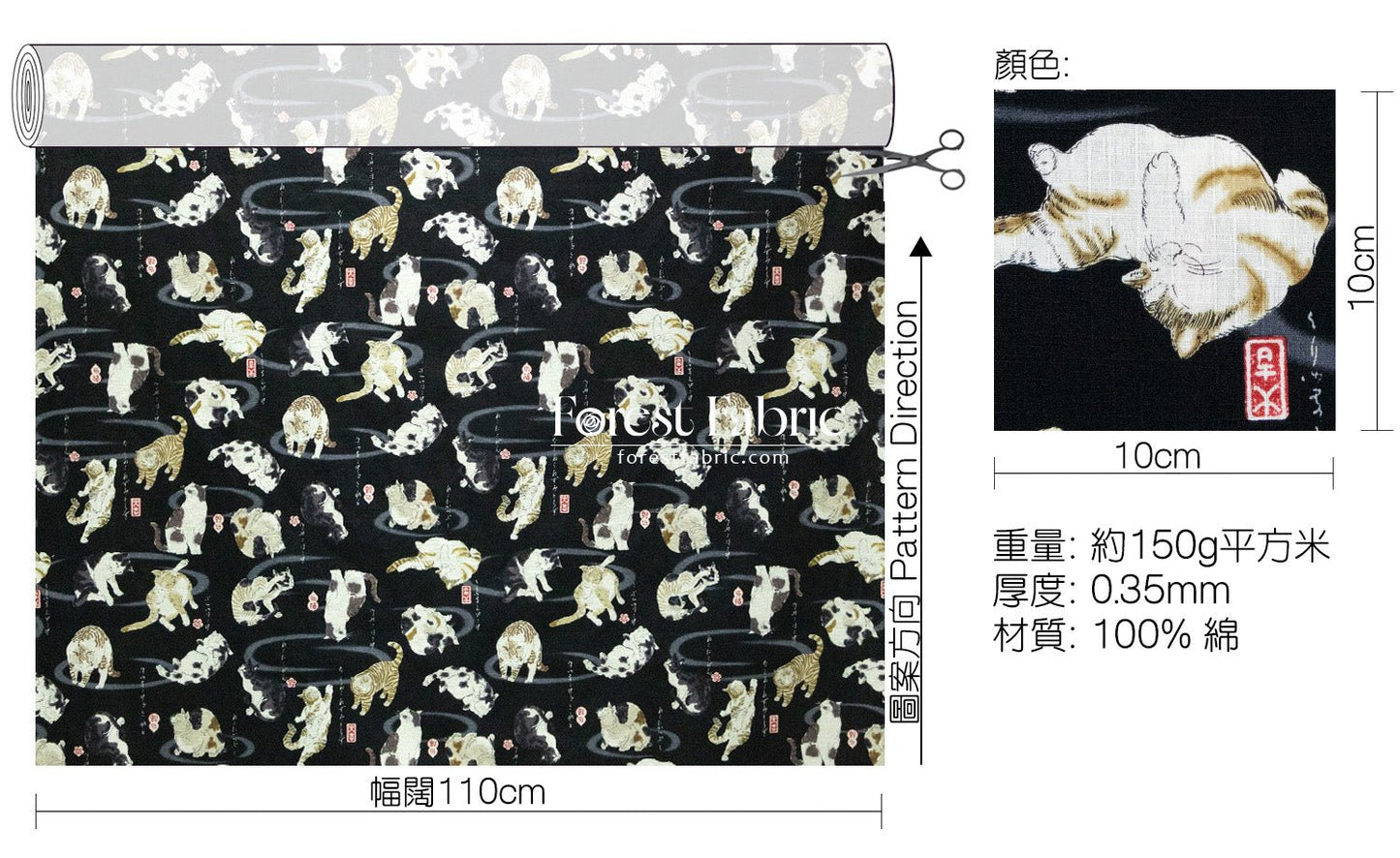 dobby - Utagawa Kuniyoshi cats fabric - FO:REST Fabric 布恩堂Liberty fabrictana lawnjapanese fabricykk zipper