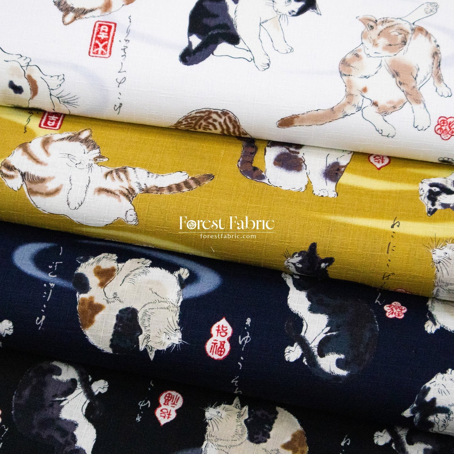 dobby - Utagawa Kuniyoshi cats fabric - FO:REST Fabric 布恩堂Liberty fabrictana lawnjapanese fabricykk zipper