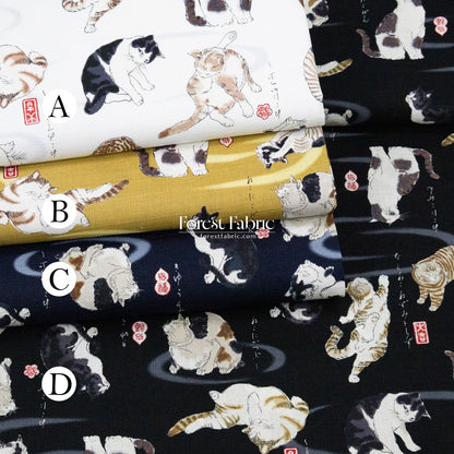 dobby - Utagawa Kuniyoshi cats fabric - FO:REST Fabric 布恩堂Liberty fabrictana lawnjapanese fabricykk zipper