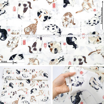 dobby - Utagawa Kuniyoshi cats fabric - FO:REST Fabric 布恩堂Liberty fabrictana lawnjapanese fabricykk zipper