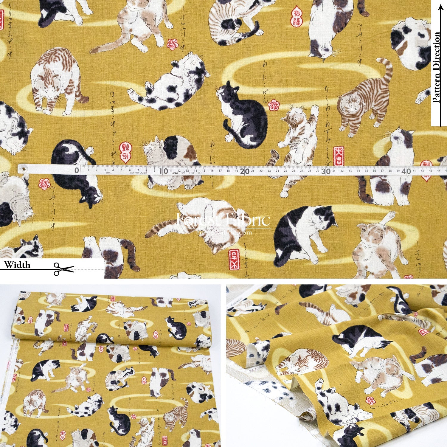 dobby - Utagawa Kuniyoshi cats fabric - FO:REST Fabric 布恩堂Liberty fabrictana lawnjapanese fabricykk zipper